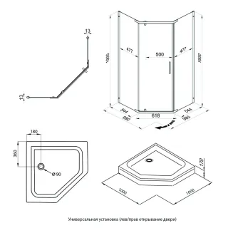 Душевой уголок Triton Дека -Графит Щ0000073926 100x100 см профиль графит стекло прозрачное